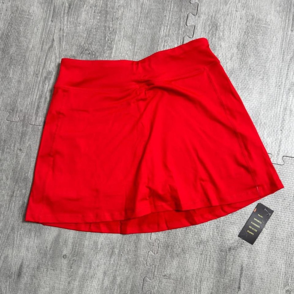 NWT Hey Girl Red Athletic Skort Built-in Shorts Back Pocket Women's Medium